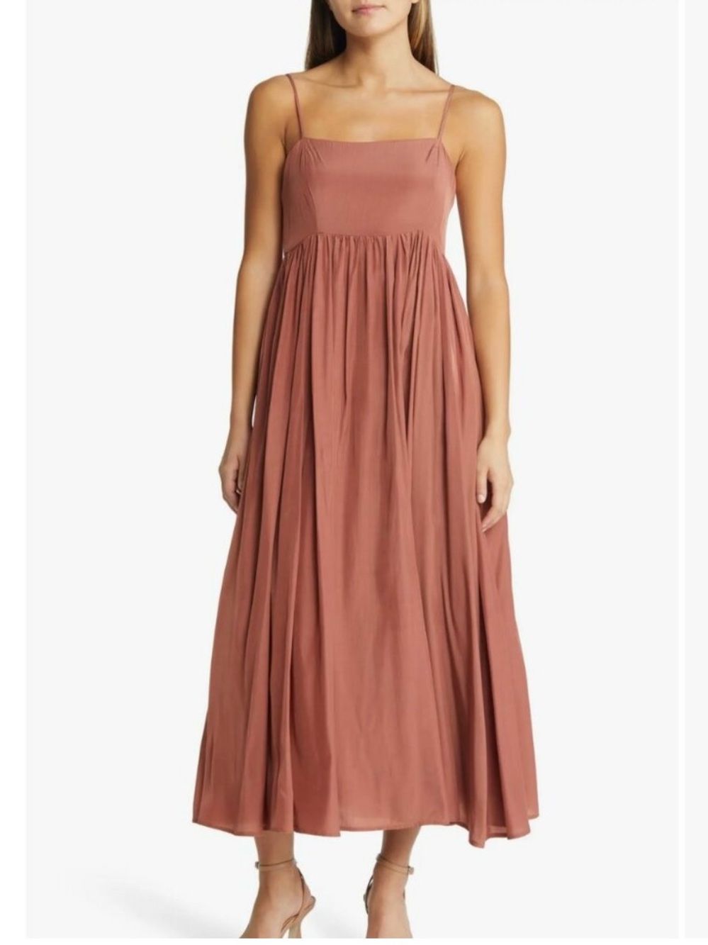 Bardot Rust-Orange Linen Blend Dress